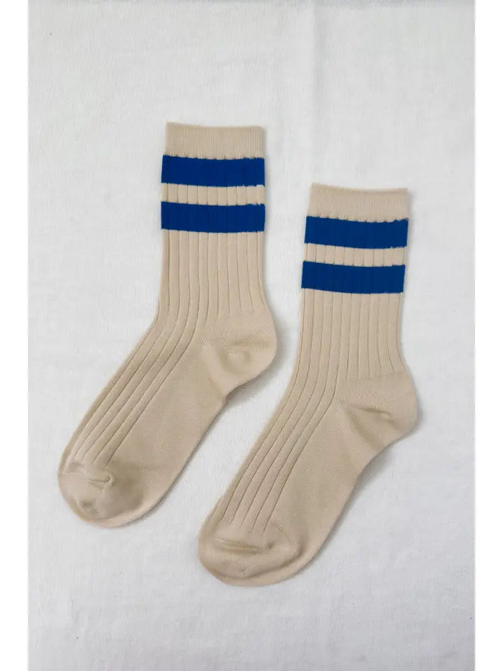 Varsity Ribbed Socks in Azure