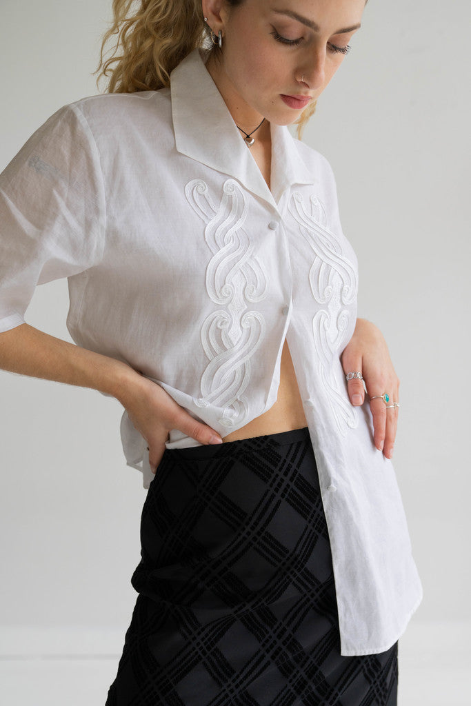 White Linen Embroidered Summer Shirt