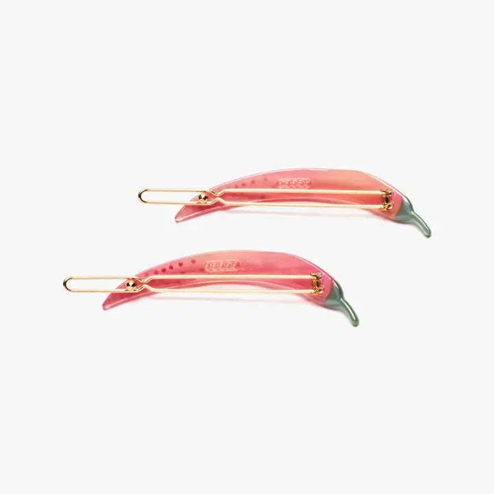 Thai Chili Pepper Acetate Barrette Clip Set