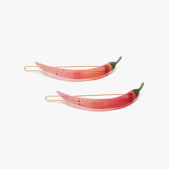 Thai Chili Pepper Acetate Barrette Clip Set