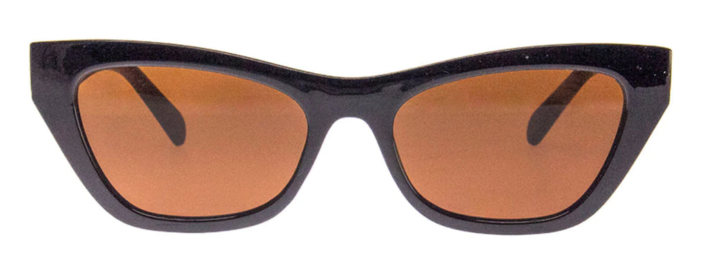 Exaggerated Cat Eye in Black with Orange Lens Sunglasses