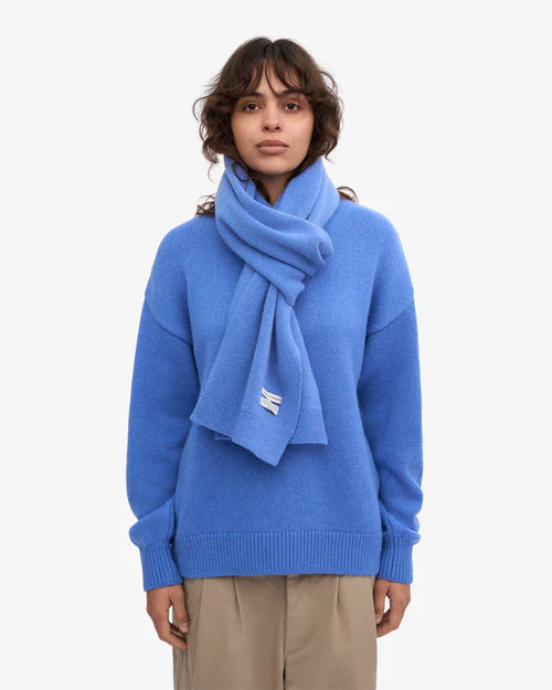 Merino Wool Scarf in Pacific Blue