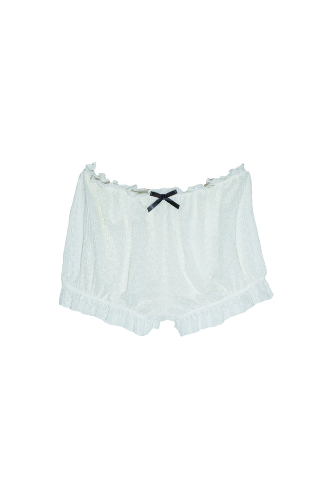 Tullie Bow Bloomer Shorts in Cloud Cream