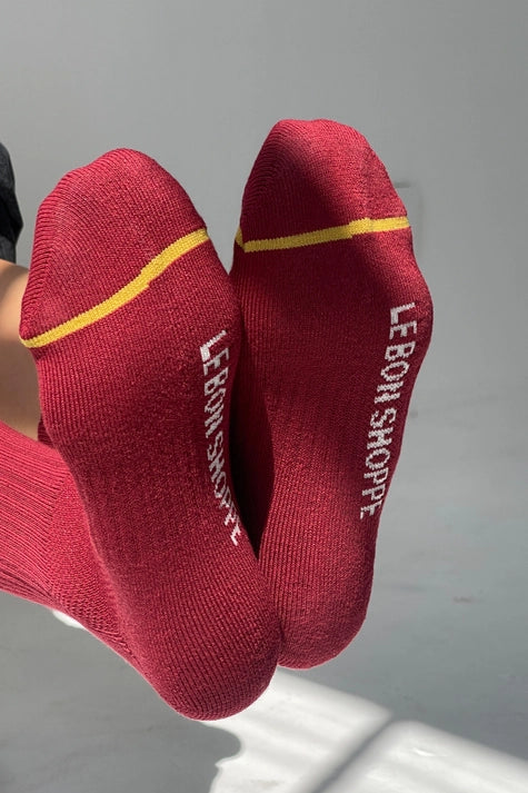 Striped Socks in Cardinal