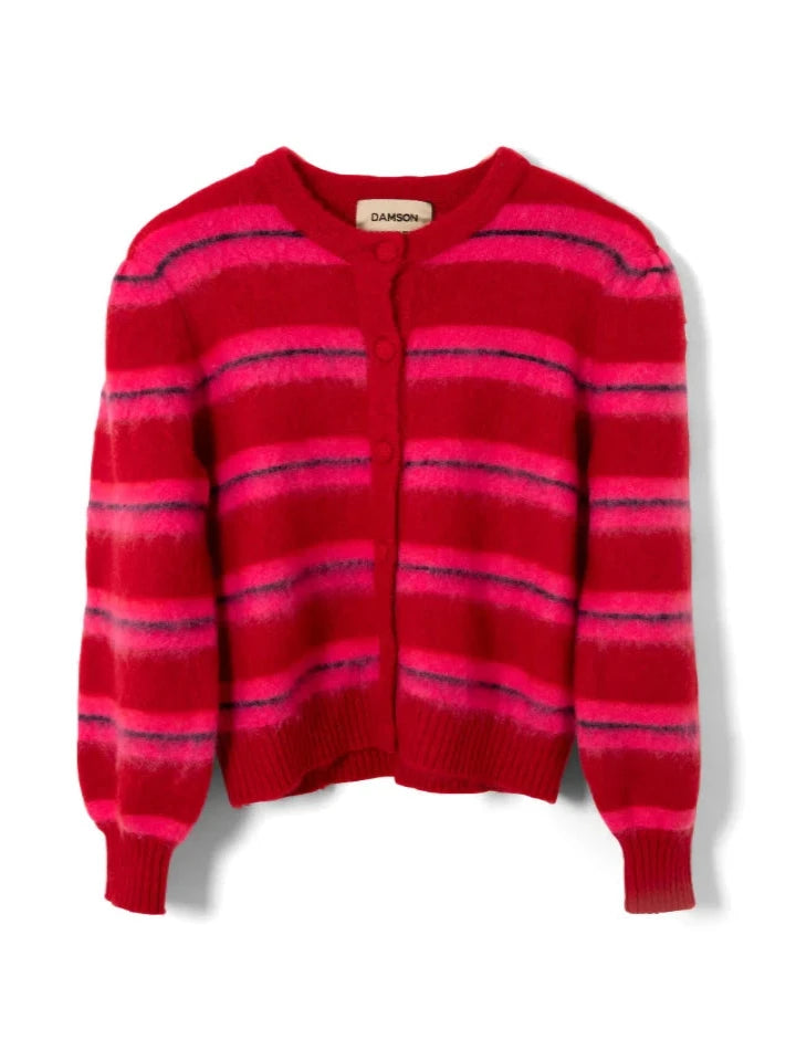 Cece Stripe Cardigan - Red & Pink Stripe