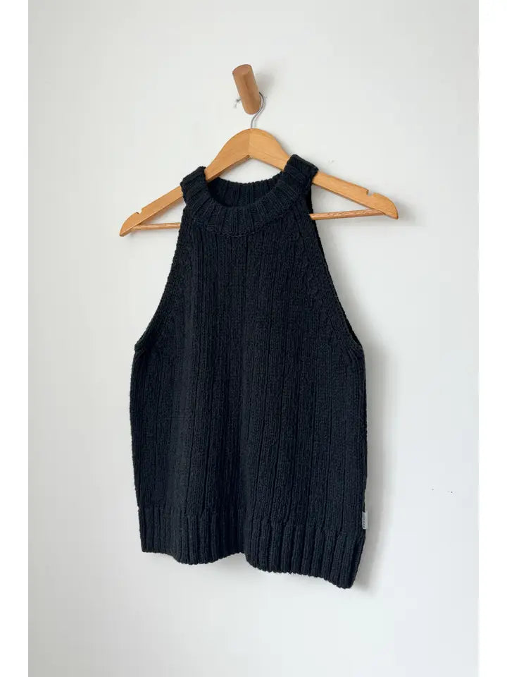 Claire Cotton Sweater Tank in Black