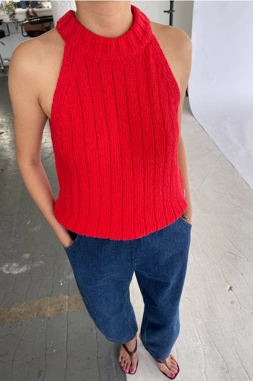 Claire Cotton Sweater Tank in Chili