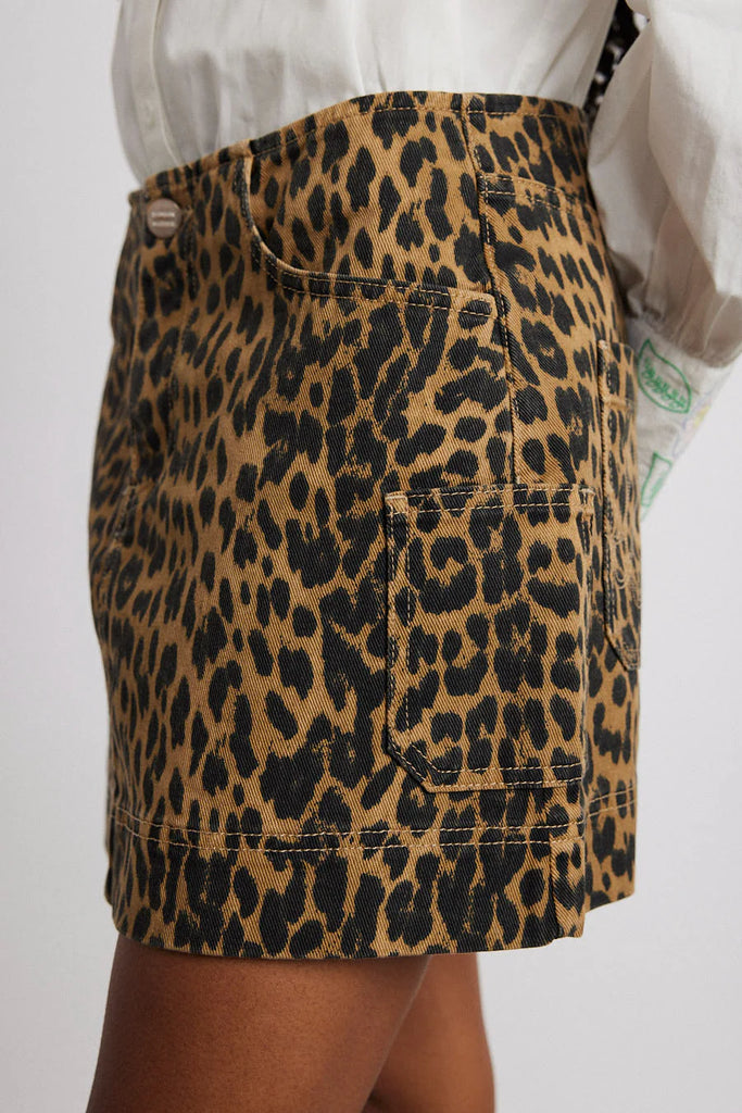 Lily Denim Mini Skirt in Leopard