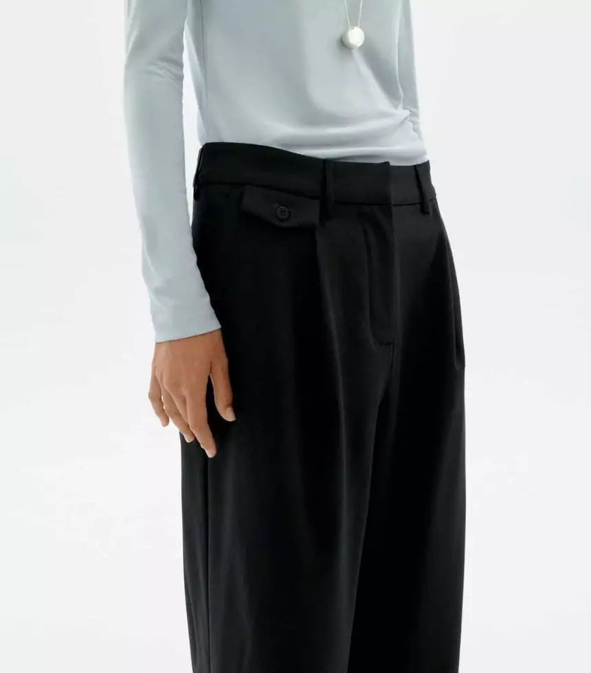 Wide Leg Low Rise Pat Pants in Navy