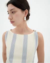 Cecile Dress in Poplin Stripes