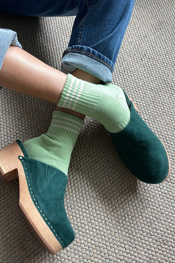 Short Striped Socks in Green Leaf