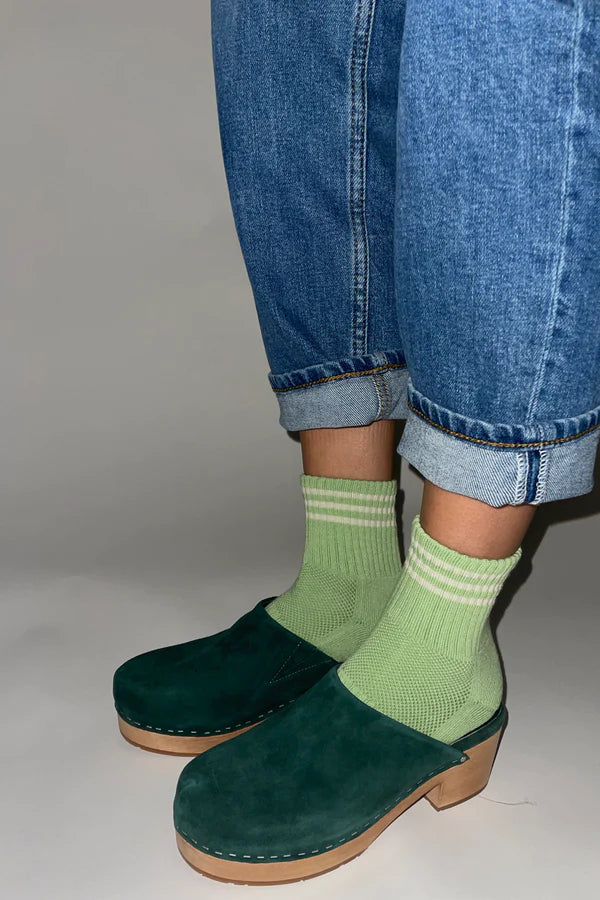 Short Striped Socks in Green Leaf