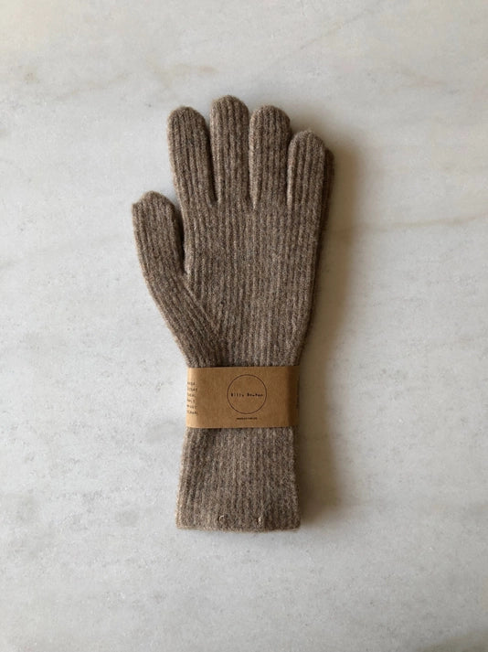 Fuzzy Wool Touch Screen Gloves in Mushroom
