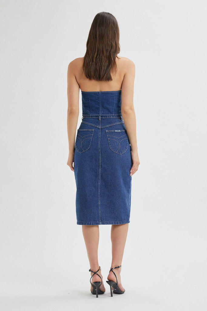 Melrose Denim Skirt in Organic Cotton Blue