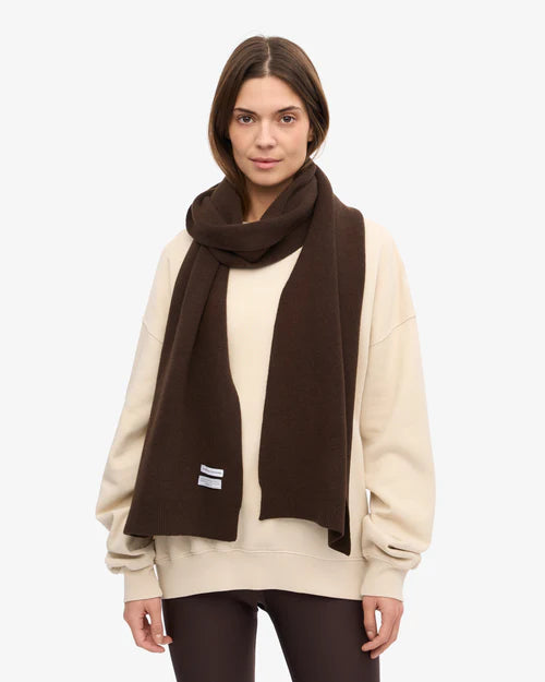 Merino Wool Scarf in Coffee Brown