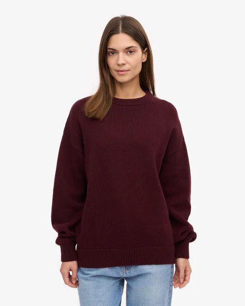 Oversized Merino Wool Sweater in Oxblood Red