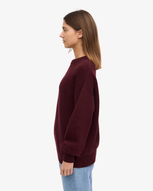 Oversized Merino Wool Sweater in Oxblood Red