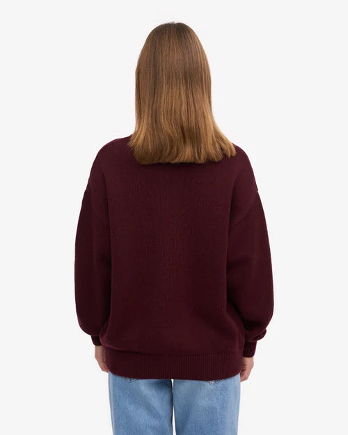 Oversized Merino Wool Sweater in Oxblood Red
