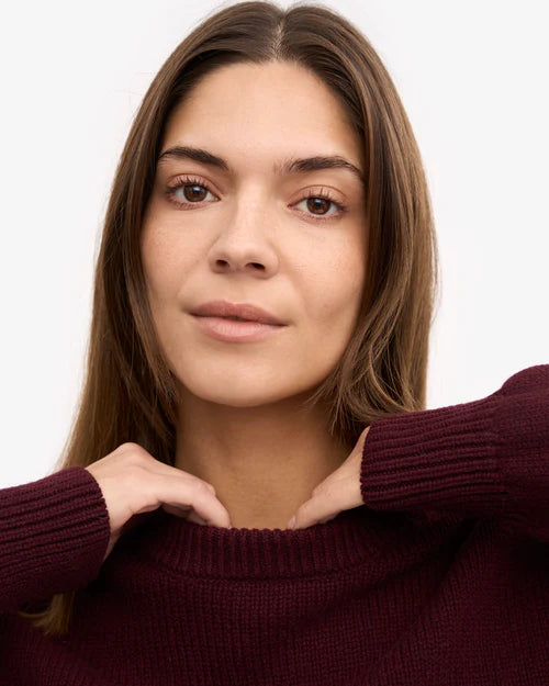 Oversized Merino Wool Sweater in Oxblood Red