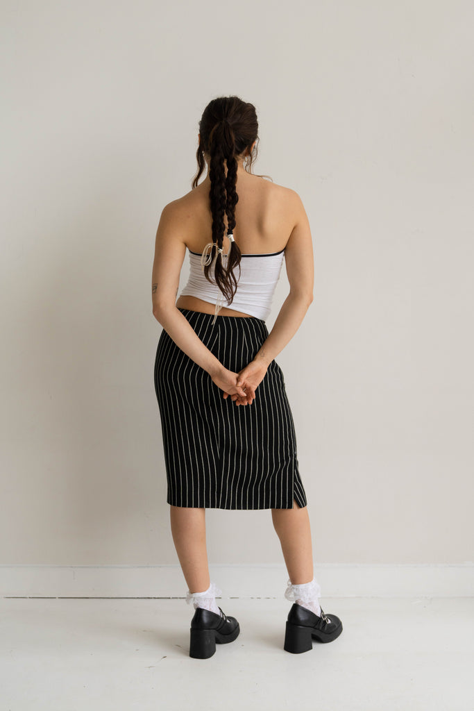 Pinstripe Black and White Skirt