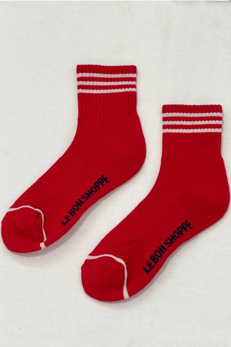 Short Striped  Socks in Scarlet