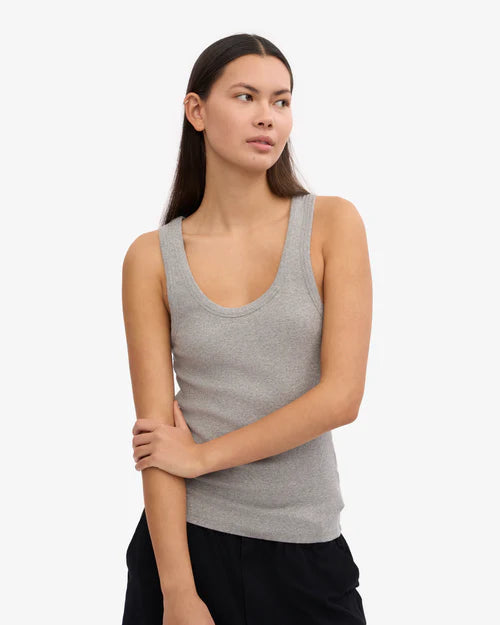 Women Organic Rib Tank Top in Heather Grey | Tusk
