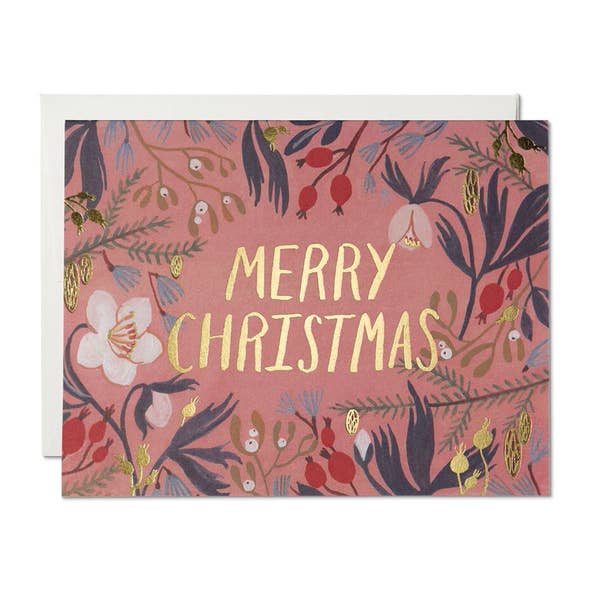 Christmas Flowers Holiday Card