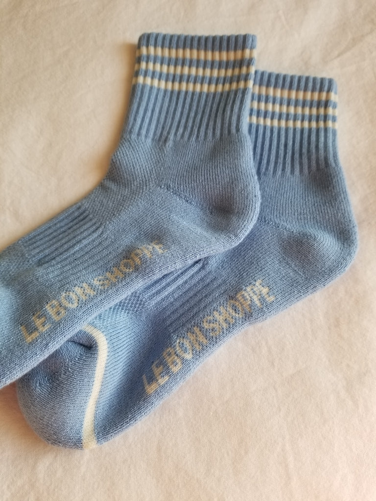 Short Striped  Socks in Parisian Blue