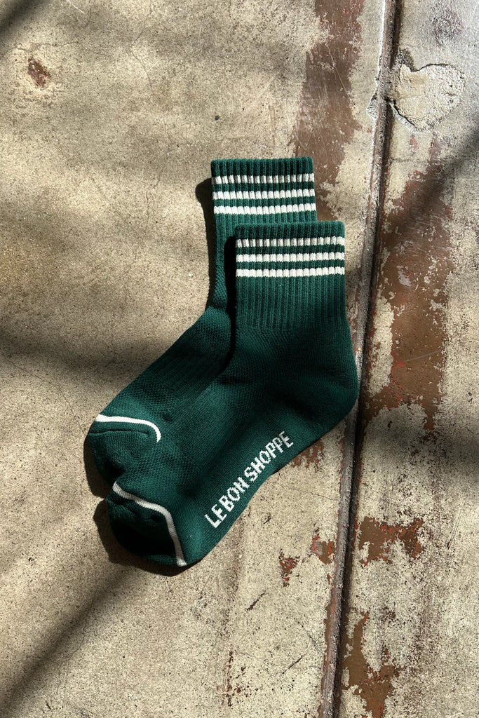 Short Striped Socks in Hunter Green