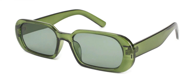 Rounded Corner Green Rectangle Sunglasses