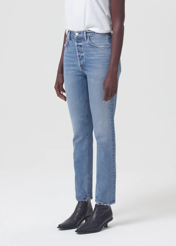AGOLDE Riley Long Jeans in Cove Blue