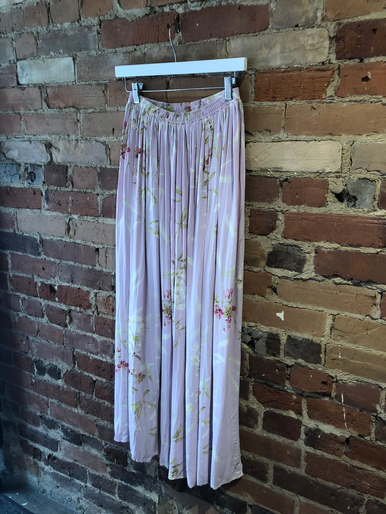 Lavender Floral Skirt with Elastic Waist
