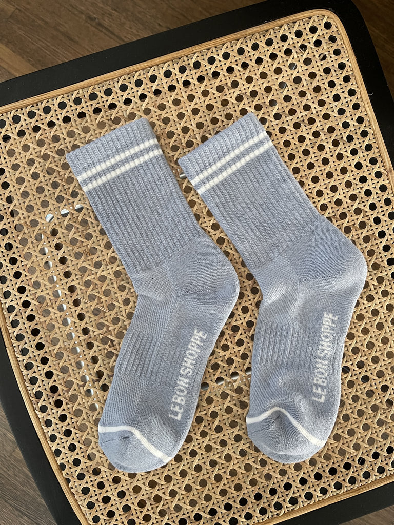 Striped Socks in Blue Grey