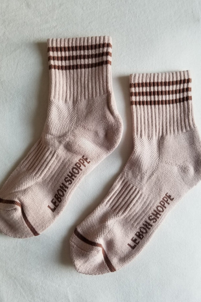 Short Striped Socks in Bellini Pink