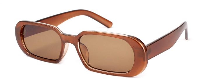 Rounded Corner Brown Rectangle Sunglasses