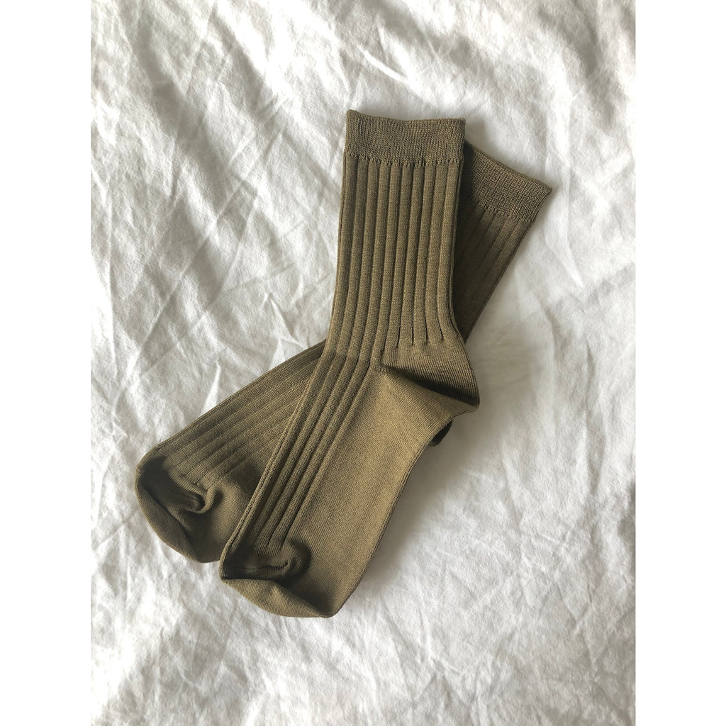 Ribbed Socks in Pesto