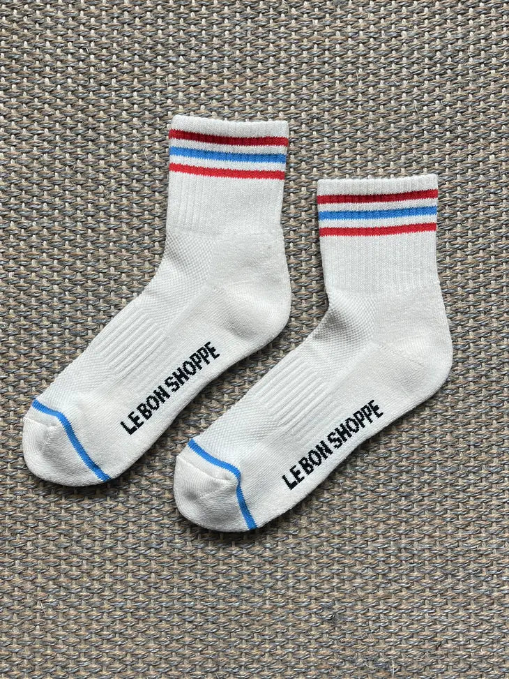 Short Striped Socks in Leche