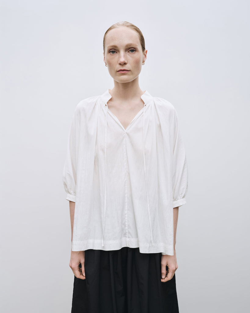 Shirred Blouse in White