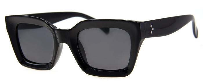 Large Square Bevel Sunglasses in Black