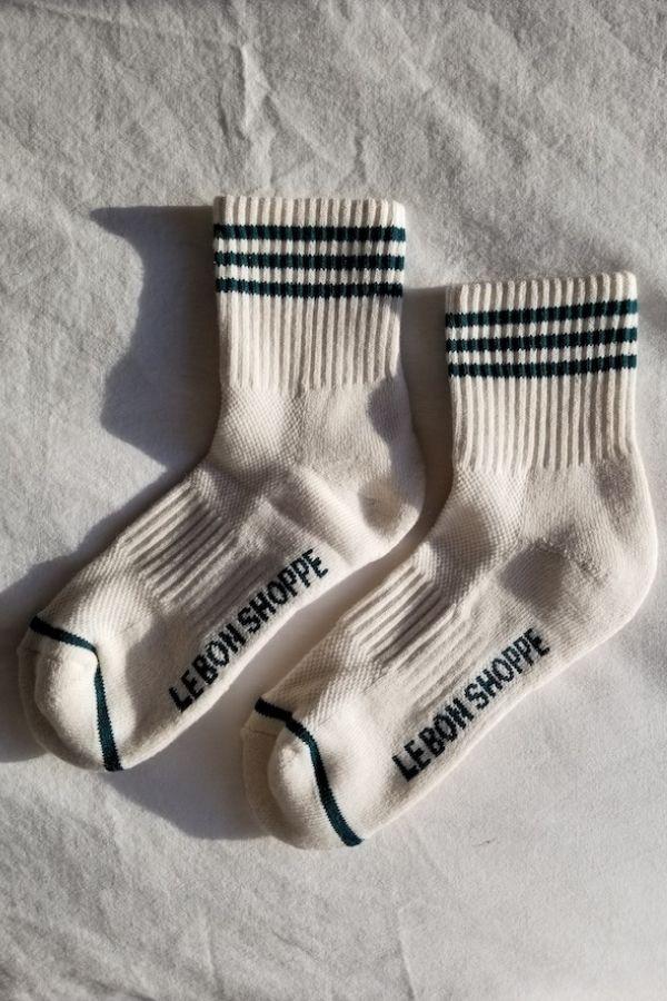 Short Striped Socks in Egret