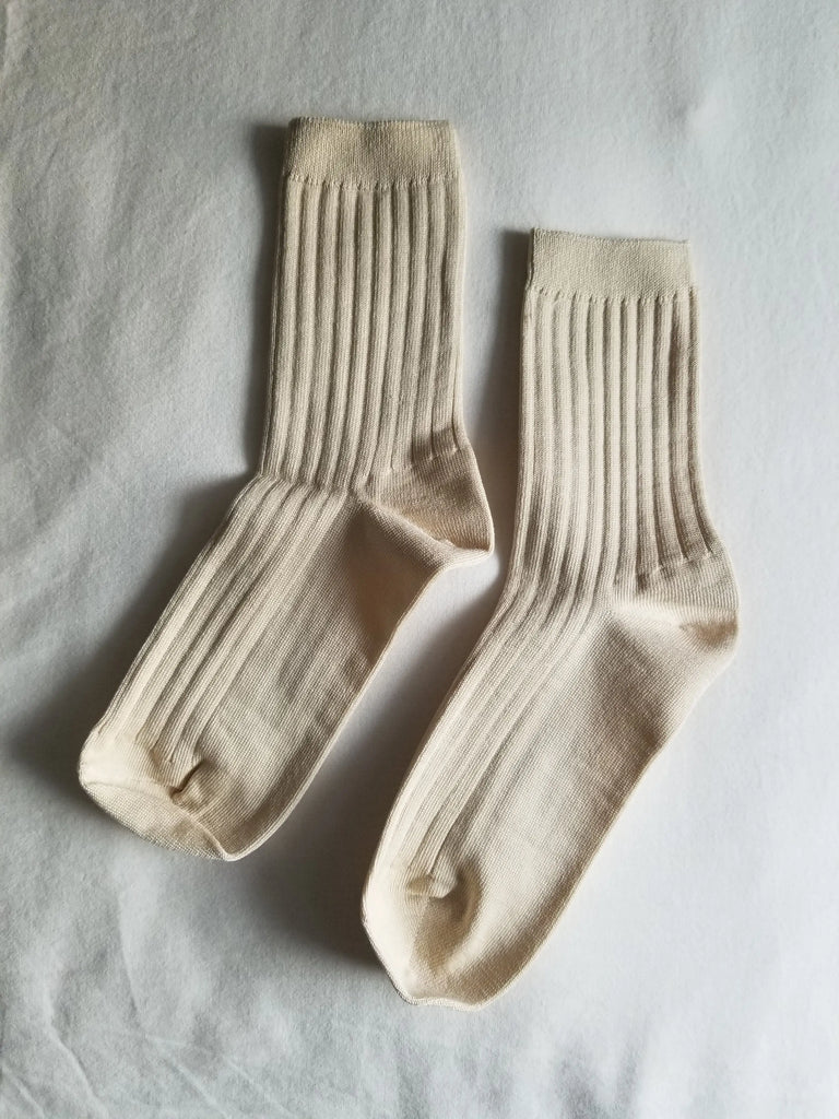 Ribbed Socks in Porcelain