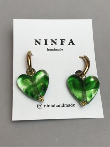 Heart Earrings in Green